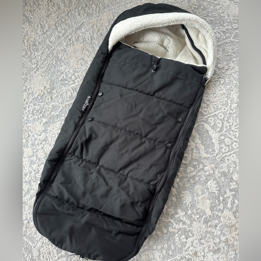 Babyzen YOYO Stroller Footmuff Cozy Sherpa Lining with Hood - Black